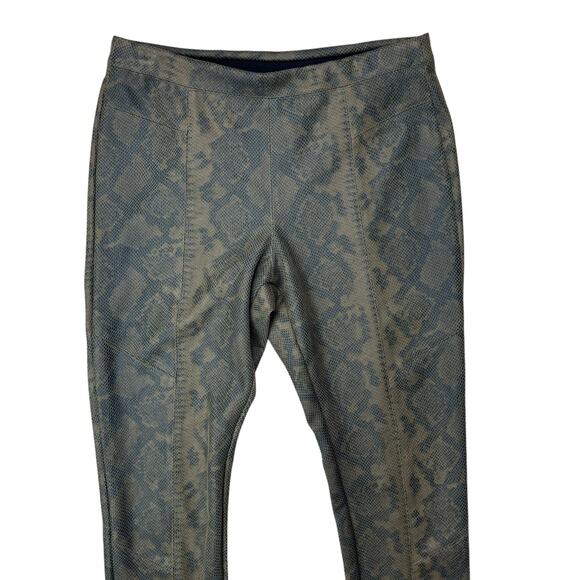 Philosophy NWT Olive Brown Snakeskin Print Faux Leather Pull On Skinny Pants - Picture 1 of 16